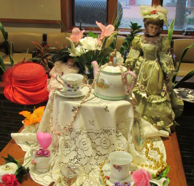 Mothers day tea with pots and doll