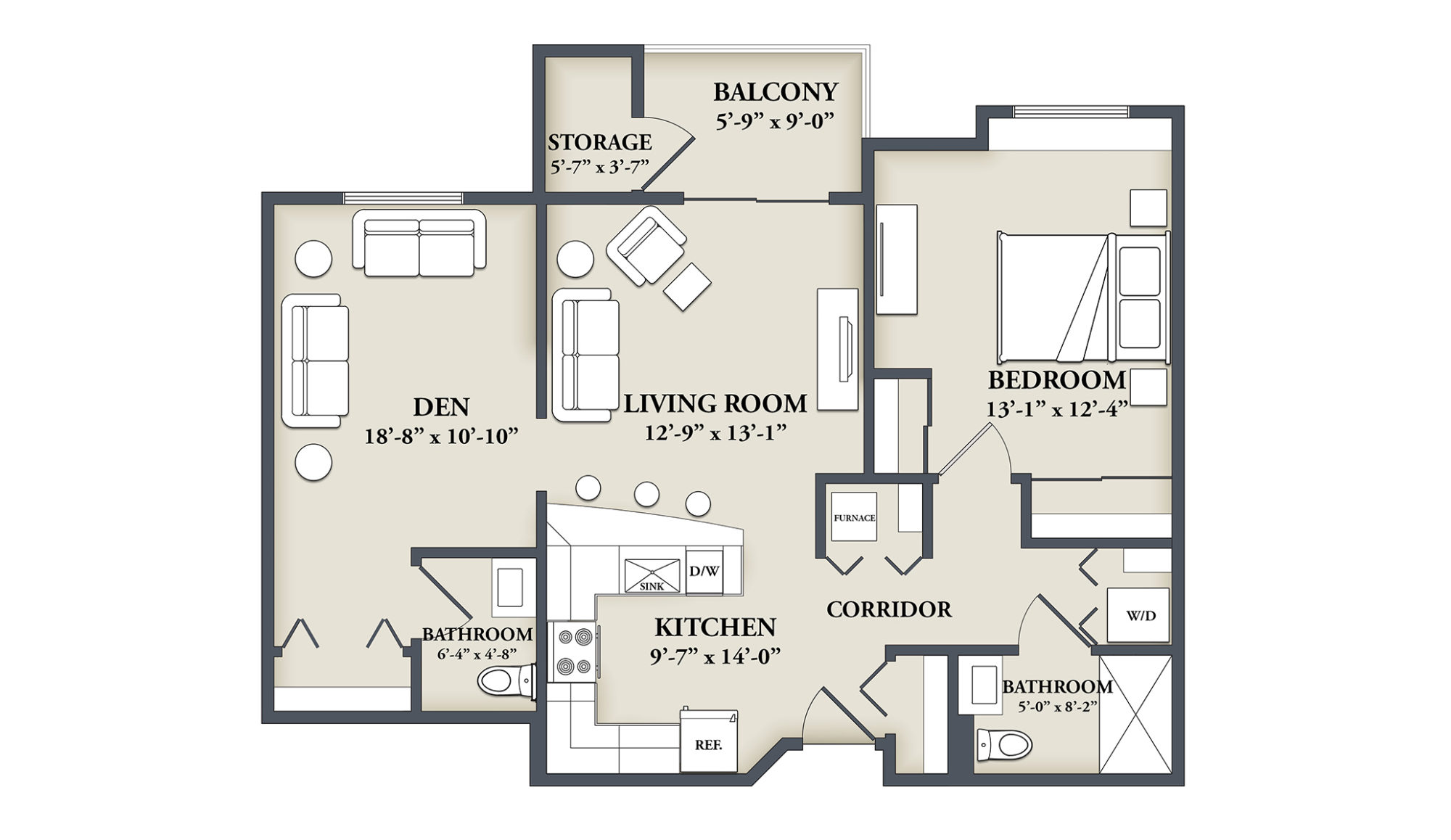 One Bedroom Apartment with Den (C) Kendal at Oberlin