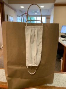 Bag with handmade face mask