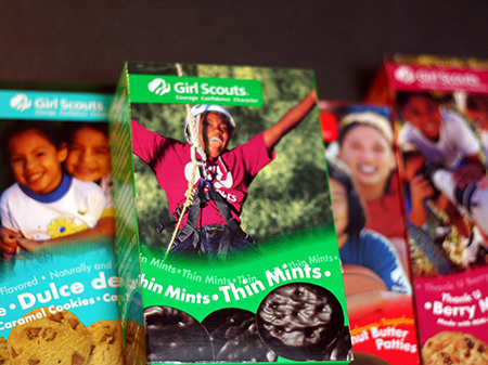 boxes of Girl Scout cookies
