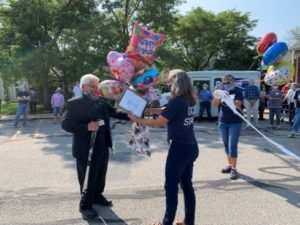 Jim Walsh with balloons and Margie Flood - OCS