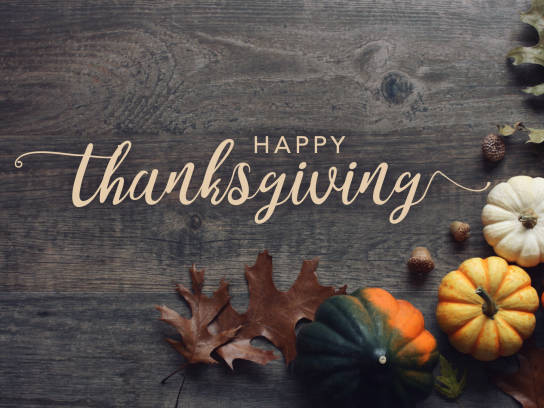 Happy Thanksgiving with squash and leaves