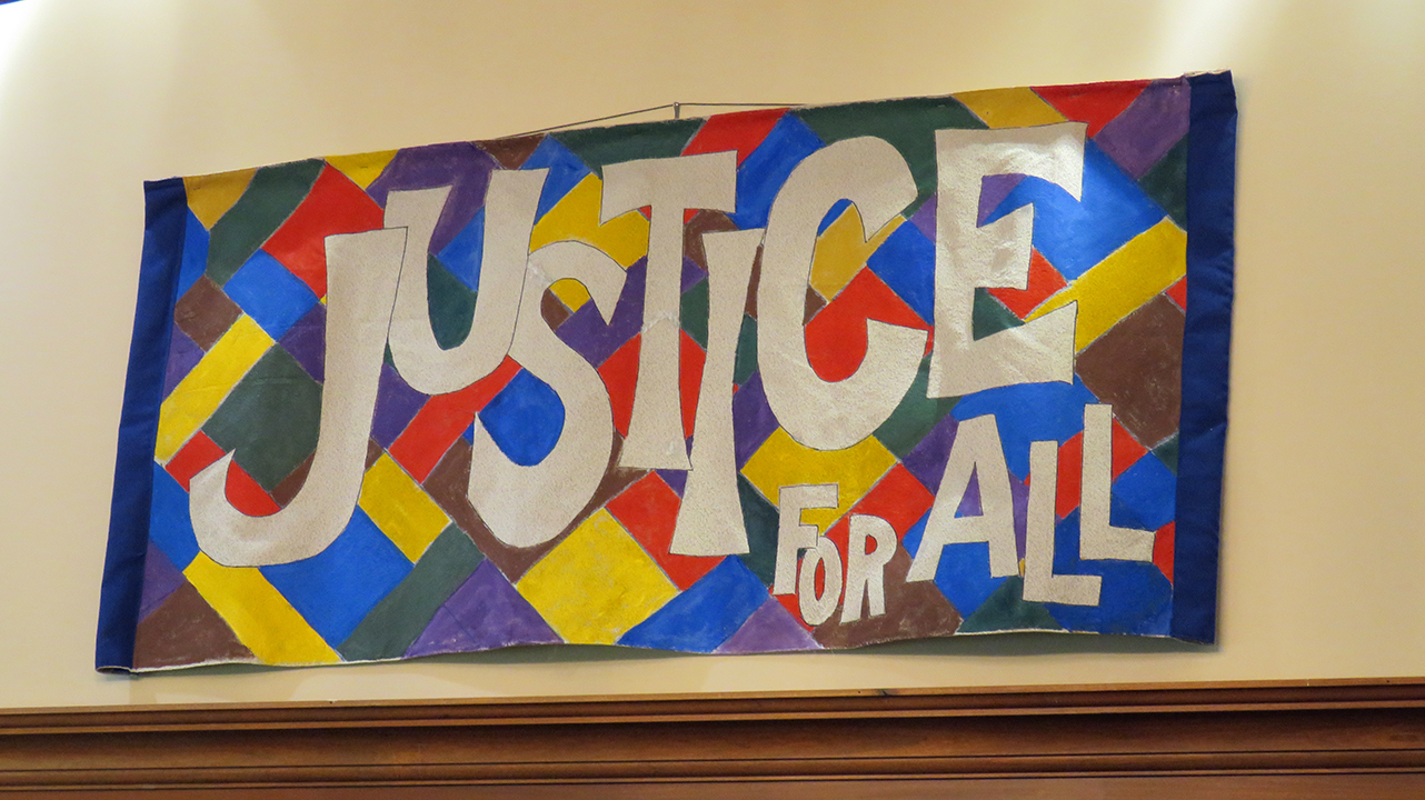 multicolor banner -Justice for All