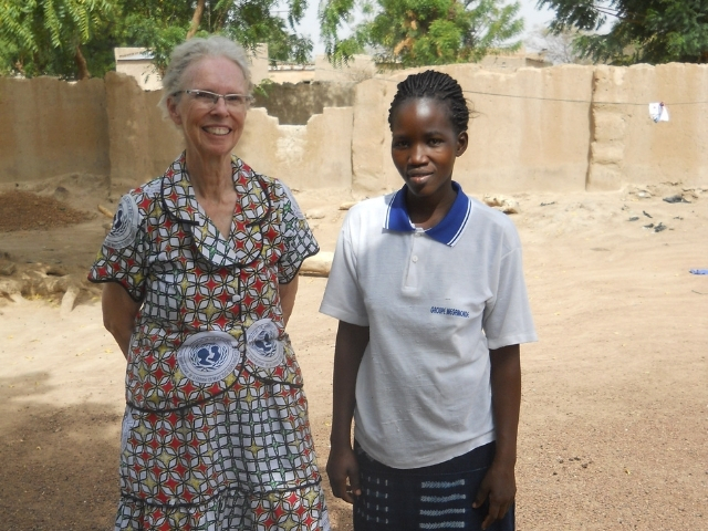 Jan (on left) with student 