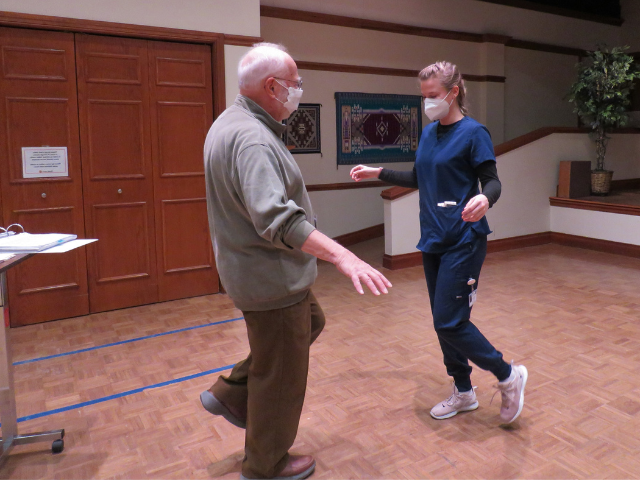 resident and physical therapist