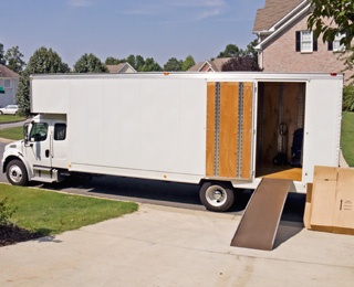 moving truck and boxes