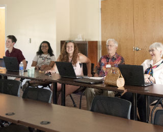 Older adults attending a class